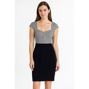 Rebecca Taylor Wool Blend Bustier Sheath Dress Grey/Navy Size 4